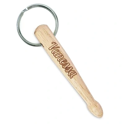 Image of keepdrum Personalised Keyring Mini Drumstick Single with Desired Engraving, wood, Einzel