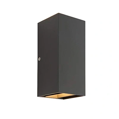 Image of Glover Integrated LED 2 Light Outdoor Up Down Wall Matt Black, Glass IP44