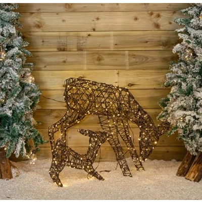 Image of Samuel ALEXANDER 71cm Light up Brown Christmas Doe &amp; Fawn with 250 White Warm LEDs