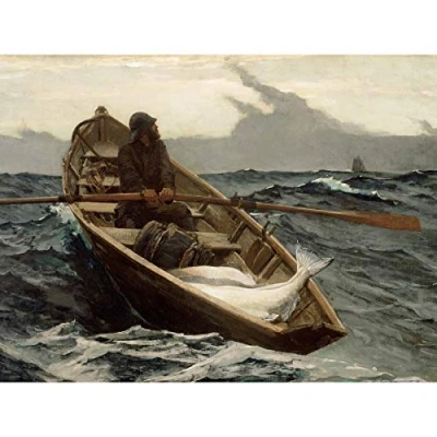 Image of Winslow Homer Fog Warning Painting Large Wall Art Poster Print Thick Paper 18X24 Inch