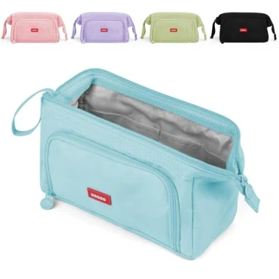 Image of Mamowla Large Pencil Cases for Girls Super Big Case Women Zipper Smoothy Pen Pouch Holder Stationery Organizer Duarable School Teenage Boys, Lake Blue