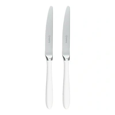 Image of Grunwerg 2TAK650W Yin &amp; Yang Luxury Table Knives Gift Boxed, 18/10 Stainless Steel, White