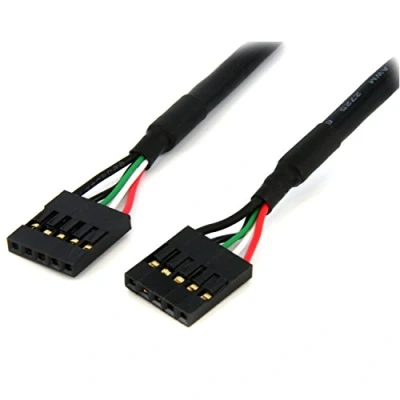 Image of StarTech.com 5 Pin USB 2.0 Header 18 in IDC Motherboard Cable F/F (USBINT5PIN), Black