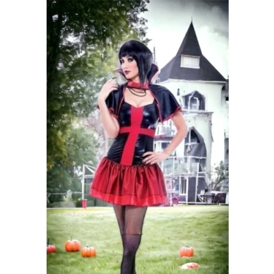 Image of Womens Transylvania Vixen Halloween Vampire Fancy Dress Costume Small