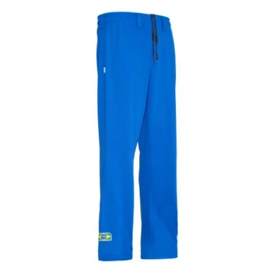 Image of JL Sport Authentic Brazilian Capoeira Martial Arts Men&#039;s Trousers (Blue with Brazil National Colors Along Vertical Leg Stripes) XL