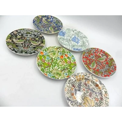 Image of Set of 6 assorted William Morris design china coasters.