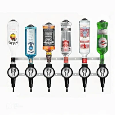 Image of Professional 2/4/6 Bottle Optics for Spirits UK Made bar Butler Shot Measure Bracket Alcohol Wine Upside Down Drink Dispenser Home Garage Man cave (6 Bottle, 70ml)