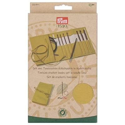 Image of Prym 223811 Tunisian Crochet Hooks Set Natural Mustard 3.5 8