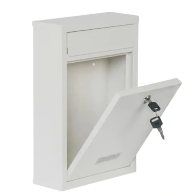Image of MantraRaj Letter Box Modern Post Mailbox Wall Mounted Steel Mail Parcel Delivery Lockable With 2 Keys Stylish Letterbox For Keep Your Safe White