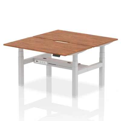 Image of Air B2B 1400x800 Adjustable 2P Bench Desk Scalloped Walnut/Silver