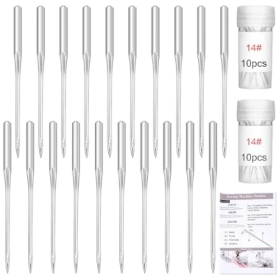 Image of 20 Pcs Sewing Machine Needles, 90/14 Universal Needles with Instruction, Sharp for Home