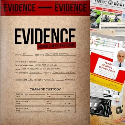 Image of Break the Case Games Unsolved Murder Mystery Game Death Over Horizon Crime Solving Detective for Teens &amp; Adults Solo or Group Board to Solve Party