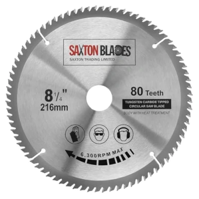 Image of TCT21680T Saxton TCT Circular Wood Saw Blade 216mm x 30mm Bore 80T for Bosch Makita Dewalt