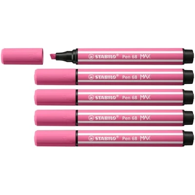 Image of Premium Fibre Tip Pen with Chisel STABILO 68 MAX Pack of 5 Heliotrope