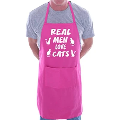 Image of Real Men Love Cats BBQ Cooking Funny Novelty Apron Pink