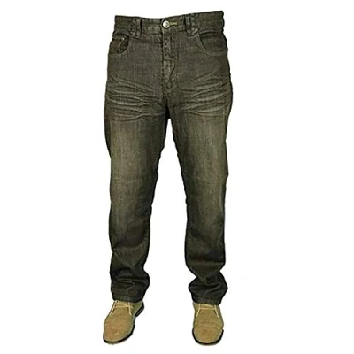 Image of KAM New Mens Regular FIT Stretch Designer Jeans in 3 Colours 30 to 44 (32W x Long, Black Used)
