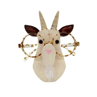Image of OZLCUA Spectacle Display Stand 3D Animal Glasses Rack Cute Cartoon Carvings Sunglass Shelf Eyeglasses Jewelry Wooden Holder Showcase Pet Eyeglass Holder(Goat)