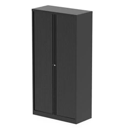 Image of Qube by Bisley 2000mm Side Tambour Cupboard Black No Shelves