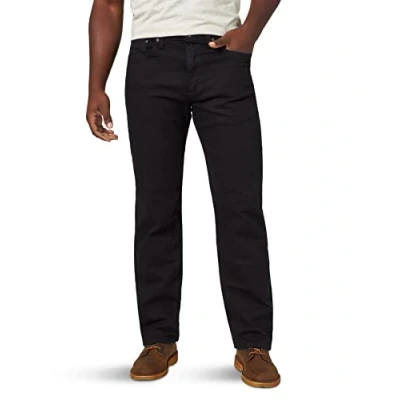 Image of Wrangler Authentics Men&#039;s Classic 5 Pocket Relaxed Fit Jean, Black Flex, 42W x 30L