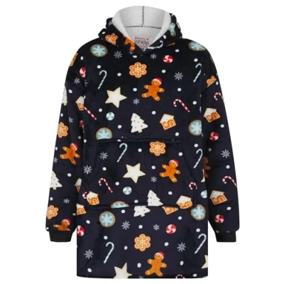 Image of Tokyo Laundry Unisex &#039;Christmas Cookies&#039; Oversized Xmas Fleece Lined Blanket Hoodie