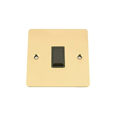 Image of Intermediate Switch 1 Gang Polished Brass Flat Black Insert Plastic 10 Amp Single