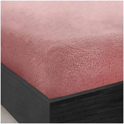 Image of GC GAVENO CAVAILIA Teddy Bear Fleece Single Fitted Sheet Bed Sheets Plain Thermal Warm Soft Cuddly Fluffy Bedding Pink