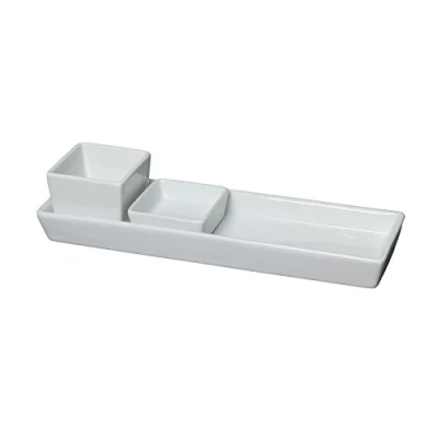 Image of Genware NEV 353028 Royal Rectangular Dish Holder, 28 cm (Pack of 6)
