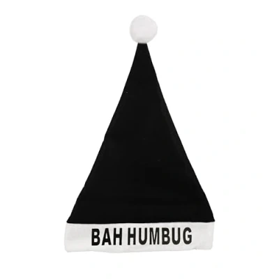 Image of Henbrandt Bah Humbug Black &amp; White Christmas Felt Hats With Bobble Adults Size (Pack of 3)
