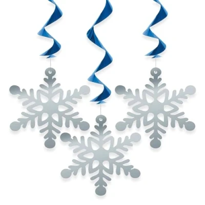 Image of Unique Party 91183 66cm Hanging Swirl Snowflake Christmas Decorations, Pack of 3