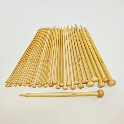 Image of CHSYOO 36 Pieces Bamboo Single Pointed Knitting Needles Set with 18 Sizes, 2.0mm 10.0mm