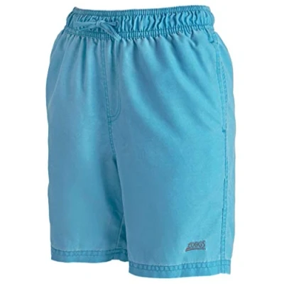 Image of Zoggs Boys&#039; Mosman Washed Shorts, Swimming Trunks, Turquoise, Large (12 13 Years) 27&quot;