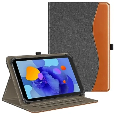 Image of FINTIE Universal Case for 10.1 inch Tablet, [Multi Angle] Folio Cover with Pocket, Elastic Clip All 9 10&quot; Compatible Samsung/Lenovo/Huawei/TECLAST/Fusion 5, Denim Gray