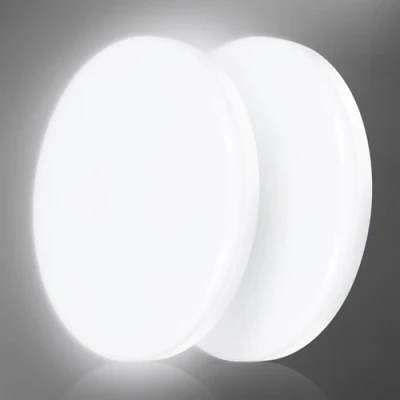 Image of genatu LED Ceiling Light IP65 Waterproof Lights, 22W 3080lm 180W Equivalent, 4000K Daylight White, Ø28cm Round for Living Room, Bedroom, Hallway, Kitchen 2 Pack