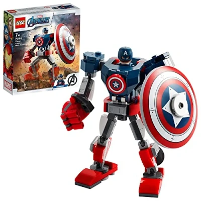 Image of LEGO 76168 Marvel Avengers Captain America Mech Armour Set, Action Figure Toy for 7+ Years Old Boys and Girls