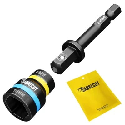 Image of 1 x SabreCut SCDIN8 10 Dual Size 8mm &amp; 10mm Magnetic 62mm Long Reversable 2 in Easy Clean Impact Rated Hex Head Nut Socket Driver for Drills and Drivers