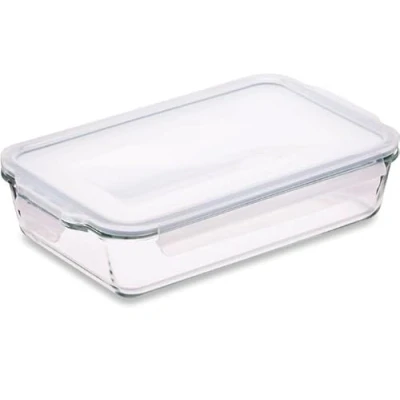 Image of Glass Lasagne Dish with Airtight Snap Lock Lid Large Rectangular Oven safe Baking BPA Free, Microwavable, Freezer and Dishwasher Ovenware 1.5L (Cook n Freeze)