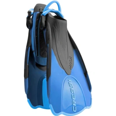 Image of CRESSI Maui Short Fins Blue/Azure S/M Adjustable for Swimming and Snorkelling, (4/7 UK 38/41 EU), Adult Unisex