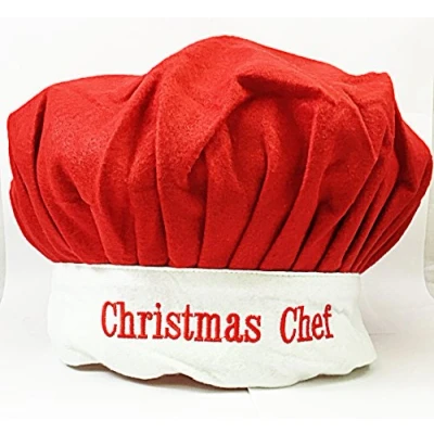 Image of Chef Hat for Christmas Red &amp; White Adult x2