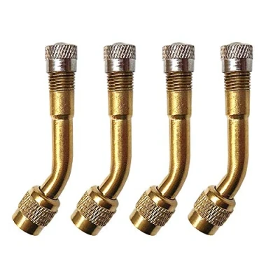 Image of QitinDasen 4Pcs Professional Tyre Valve Extension Adapter Set, 135 Degree Tire Stem Extension, Brass Air Schrader Adapter, for Car Truck Motorcycle Bike Scooter
