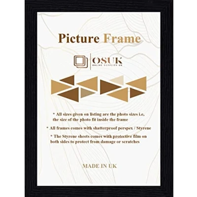 Image of OSUK 12x17 Inch Frame Black Photo with Clear Perspex Front &amp; Wall Mounting to Hang Portrait or Landscape (Black, 12x17&quot; (DIN A3))
