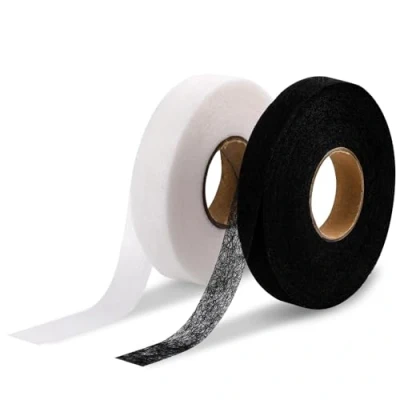 Image of 2 Pack Wonder Web Hemming Tape, 2cm Wide No Sewing Iron on Tape Roll Fabric Fusing Strong Fusible for Jeans Curtain Trousers Garment Cloth, two color each 55 Yards
