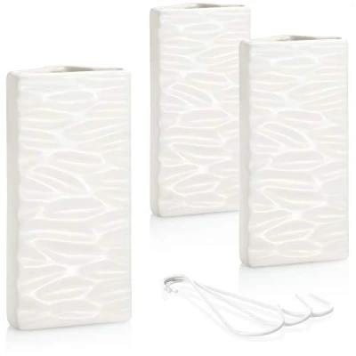 Image of com four® 3x air humidifier heating radiator with wave pattern water evaporator made of ceramic in a modern design (white waves)