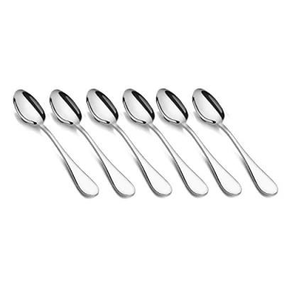 Image of HornTide 6 Piece Dinner Spoon Set Table Flatware Stainless Steel Mirror Polishing 7 Inch 18cm