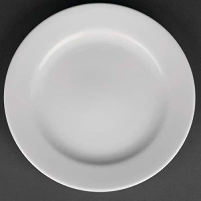 Image of Classic White Rimmed Plate Wide Rim. Dimensions: 210mm (8.25&quot;&quot;). Box quantity: 12.