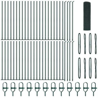 Image of vidaXL Welded Wire Fence with 13 Flanged Posts Green 0.8x100 m Steel