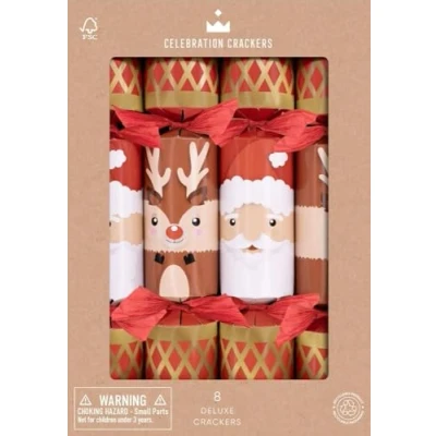 Image of Celebration Crackers Eco Friendly Deluxe Christmas Tray of 8 x 12 Inch Luxury Cracker FSC Mix Santa and Reindeer
