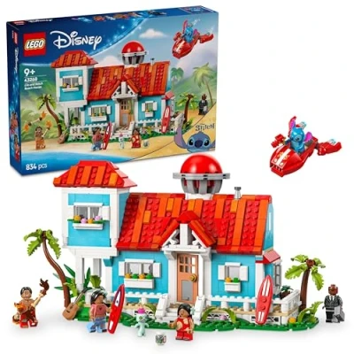Image of LEGO ǀ Disney Lilo and Stitch Beach House Building Kit, Detailed Buildable Playset for Kids Fans, Fun Pretend Play Options Girls Boys Who Love the Characters Spaceships 43268