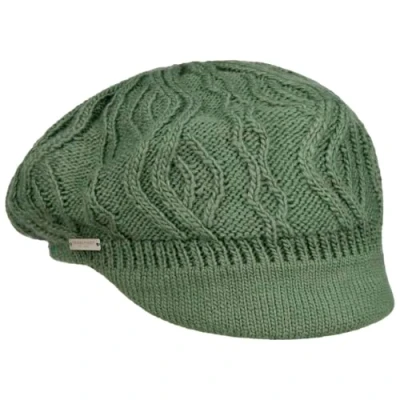 Image of Seeberger Annelie Knit Newsboy Cap Women , Green, 6 3/4/7 1/2