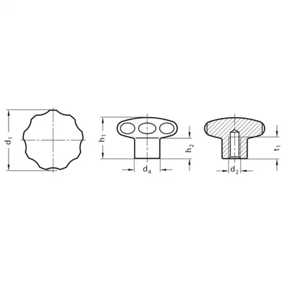 Image of Ganter GN5335 40 M6 E Star Knob; Stainless Steel; Mat Blasted