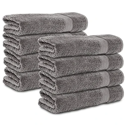 Image of Komfortec Set of 8 hand towels, 50 x 100 cm, made from 100% cotton, 470 g/m², terry cloth, soft, anthracite grey